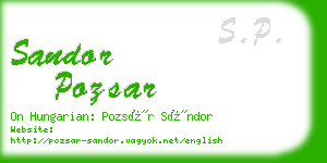 sandor pozsar business card